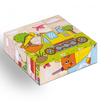 High Grade Six-face Picture Wooden Jigsaw 3D Puzzle Toys Childrens Early Educational Toy Cube Jigsaw Puzzle Baby Kids Gifts