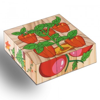 High Grade Six-face Picture Wooden Jigsaw 3D Puzzle Toys Childrens Early Educational Toy Cube Jigsaw Puzzle Baby Kids Gifts
