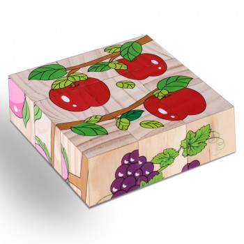 High Grade Six-face Picture Wooden Jigsaw 3D Puzzle Toys Childrens Early Educational Toy Cube Jigsaw Puzzle Baby Kids Gifts