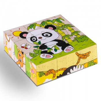High Grade Six-face Picture Wooden Jigsaw 3D Puzzle Toys Childrens Early Educational Toy Cube Jigsaw Puzzle Baby Kids Gifts