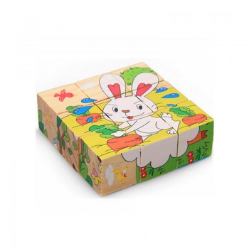 High Grade Six-face Picture Wooden Jigsaw 3D Puzzle Toys Childrens Early Educational Toy Cube Jigsaw Puzzle Baby Kids Gifts