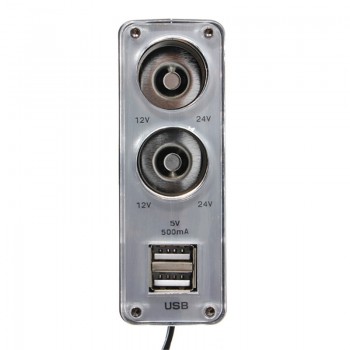 USB 2 Port 2 Way Car Power Cigarette Lighter Socket Splitter Adapter Charger DC 12~24V Cigarette Lighter Socket Black