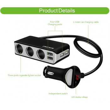 Car Cigarette Lighter Power Socket Splitter Power Adapter Car-styling DC 12 Volt 2.4A 80w Dual USB Charger Socket
