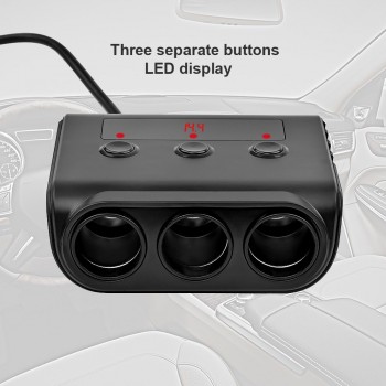 AOSHIKE 3 Way Car Cigarette Lighter Adapter 12V-24V Socket Splitter Plug LED 4 USB Charger Adapter 2.4A 100W For Phone MP3 DVR