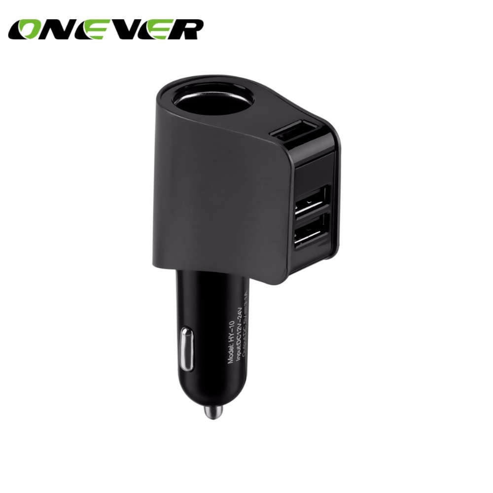 Onever 12V/24V Auto Sockets Car Cigarette Lighter Adapter Lighter Splitter Lighter 5V 3.1A Output Power 3 USB Car Charger