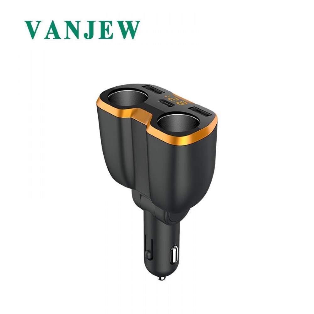 VANJEW C46 2 USB Ports Car Cigarette Lighter Car Charger Power Adapter Socket Splitter Power Adapter Voltage Detection 2 Sockets
