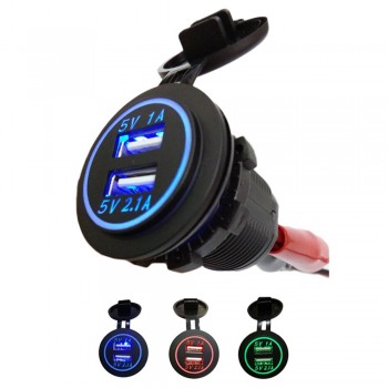 2V-24V Waterproof Dual USB Universal Car Charger Car LED Digital Display Charging Socket Car Charging 3.1A safe charging