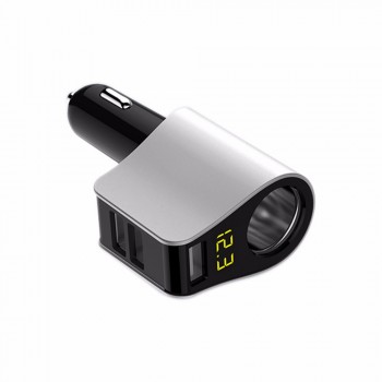 Cigarette lighter Socket Car Charger Adapter with Volmeter Support Smart Fast Charge DC 12-24V 3.1A 3-USB  HY10