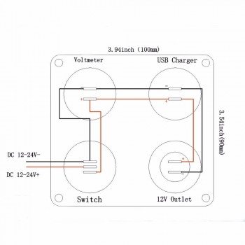 Dual USB Socket Charger 2.1A+2.1A + 12V Power Outlet +NO-OFF Switch+ LED Voltmeter 4 in 1 Charger Panel for Car Motocycle