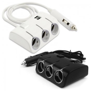 Car Cigarette Lighter Plug Power Adapter Output 120W 5V Dual USB 3 Ports Car Cigarette Lighter Socket Splitter Charger 12V