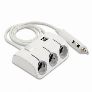 Car Cigarette Lighter Plug Power Adapter Output 120W 5V Dual USB 3 Ports Car Cigarette Lighter Socket Splitter Charger 12V