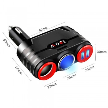 AOSHIKE Car Dual USB With Switch One For Three Cigarette Lighter Coupler Car Charger Auto Mobile Phone Charger Motorcycle