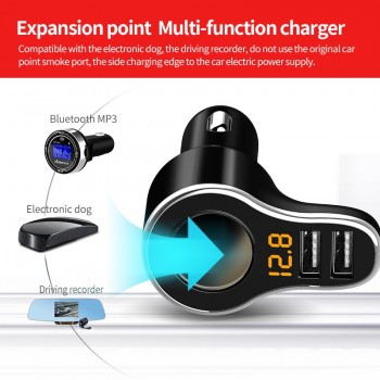 FDOMAIN Intelligent car splitter cigarette lighter socket auto 12V~24V multi-function car dual USB quick charger for iphone ipad