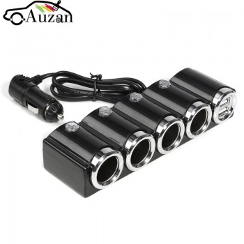 120W 12V USB 4 Way Car Cigarette Lighter Socket Splitter Charger Power Adapter