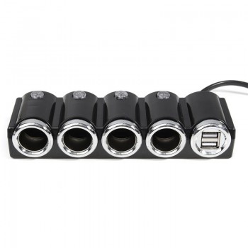120W 12V USB 4 Way Car Cigarette Lighter Socket Splitter Charger Power Adapter