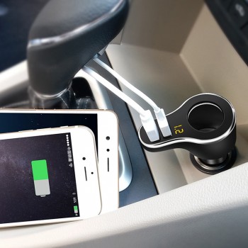 Onever 3.1A Dual USB Car Charger Adapter Fast Charging with Volmeter Cigarette Lighter Socket Splitter for Phone Tablet GPS DVR