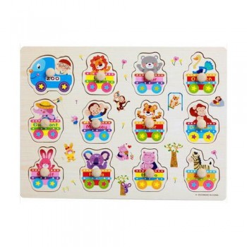 30CM Wooden Puzzle Jigsaw Toys For Children Wood Cartoon Animal Puzzles Intelligence Kids Early Educational Toys For Children