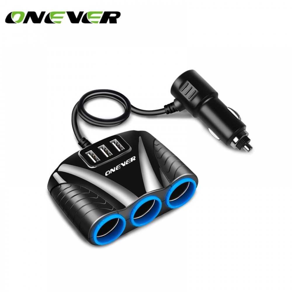 120W 3 Way Auto Sockets Car Cigarette Lighter Adapter Lighter Splitter Lighter 5V 3.1A Output Power 3 USB Car Charger 12V/24V