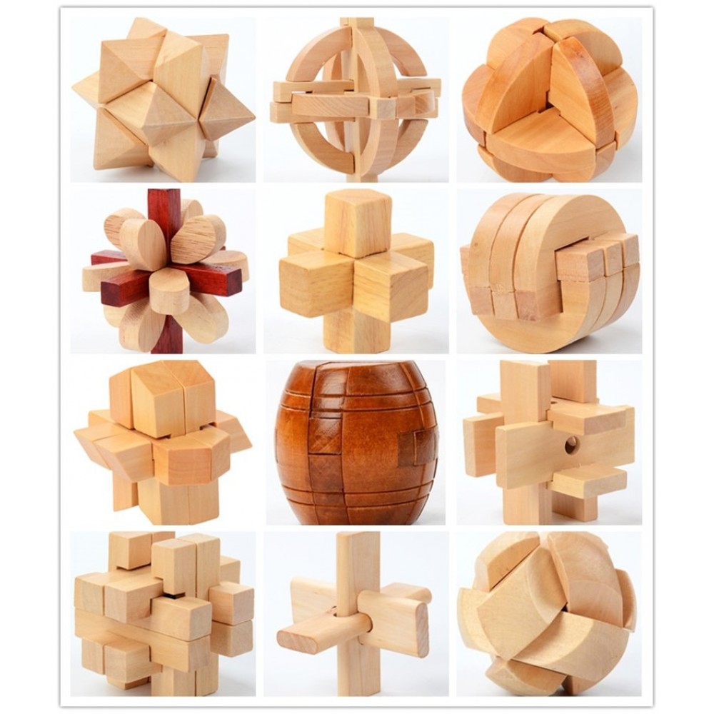China Classic 3D Wooden Puzzle Lock Toys Cube Game Funny Lock Design IQ Brain Teaser Educational Toys For Children Adults