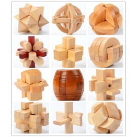 China Classic 3D Wooden Puzzle Lock Toys Cube Game Funny Lock Design IQ Brain Teaser Educational Toys For Children Adults