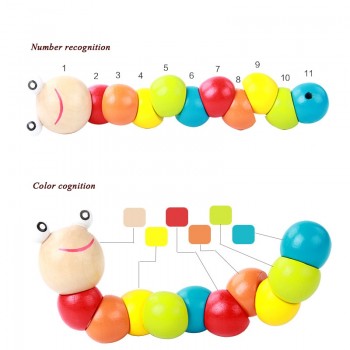 Kids Puzzle Educational Wooden Toys Color Count Fingers Flexible Training Baby Children Spinner Twisting Worm Toys for Children