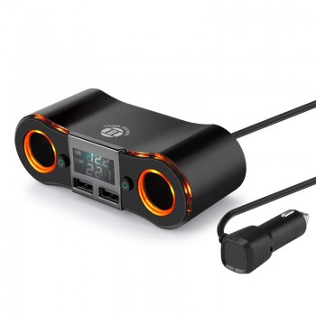 Onever Car Cigarette Lighter Socket Splitter Power Adapter Outlet with Independent Switch 3.5A Dual USB Charger DC12-24V