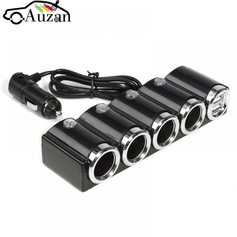120W 12V USB 4 Way Car Cigarette Lighter Socket Splitter Charger Power Adapter