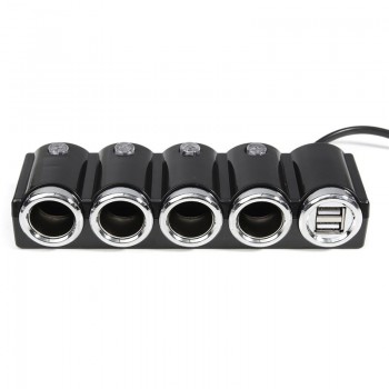 120W 12V USB 4 Way Car Cigarette Lighter Socket Splitter Charger Power Adapter