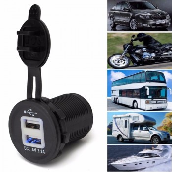 Blue LED Car Cigarette Lighter Socket Dual USB Charger 2 Port Power Adapter Outlet 5V 2.1A/1A Cigarette Lighter