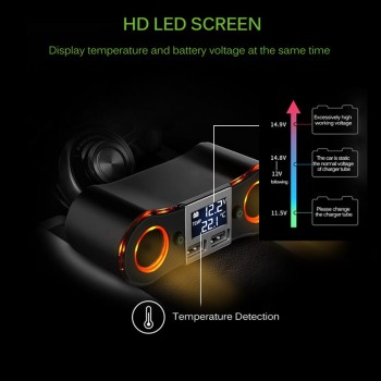 Car Cigarette Lighter Socket Splitter Power Adapter Outlet With Independent Switch 3.5A Dual USB Charger DC12-24V