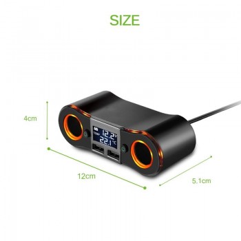 Car Cigarette Lighter Socket Splitter Power Adapter Outlet With Independent Switch 3.5A Dual USB Charger DC12-24V