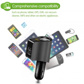 Onever Car Cigarette Lighter Socket Splitter Charger 3.1A Dual USB Car Charger Power Adapter for iPhone Samsung GPS