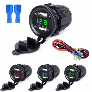 Waterproof Car Power Charger Cigarette Lighter Adapter Socket Splitter 2.1A/2.1A Dual USB Car Charger Power Adapter For Iphone