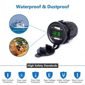 Waterproof Car Power Charger Cigarette Lighter Adapter Socket Splitter 2.1A/2.1A Dual USB Car Charger Power Adapter For Iphone
