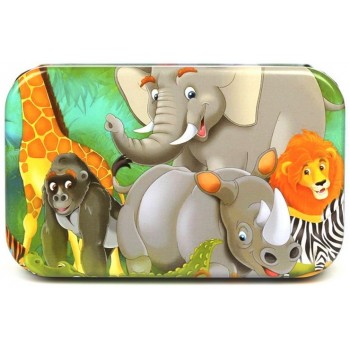 60 Pieces Wooden Puzzle Toys with Iron Box Kids Cartoon Animal Wood Puzzles Educational Toys for Children Christmas Gift