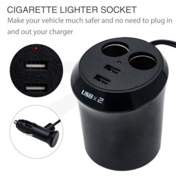Socket 2 Way Charger Cigarette Lighter Power Adapter Splitter Dual USB Charge Indicator Mini Multi Car Universal