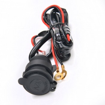 Waterproof 12V-24V Car Motorcycle Female Cigarette Lighter Power Socket Outlet with 1.5M Fuse Line Wire for GPS Cellphone MP3