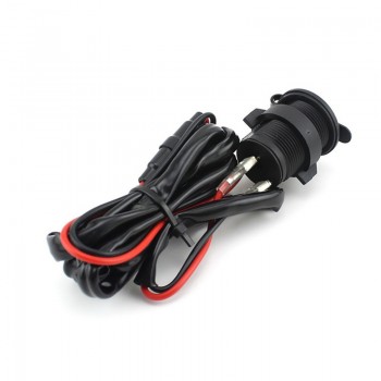 Waterproof 12V-24V Car Motorcycle Female Cigarette Lighter Power Socket Outlet with 1.5M Fuse Line Wire for GPS Cellphone MP3