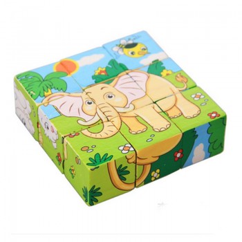 Six-face Picture Wooden Jigsaw 3D Puzzle Toys Childrens Early Educational Toys Cube Jigsaw Puzzle 10 Types available
