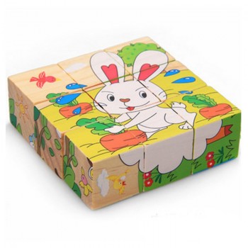 Six-face Picture Wooden Jigsaw 3D Puzzle Toys Childrens Early Educational Toys Cube Jigsaw Puzzle 10 Types available