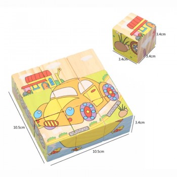 Six-face Picture Wooden Jigsaw 3D Puzzle Toys Childrens Early Educational Toys Cube Jigsaw Puzzle 10 Types available