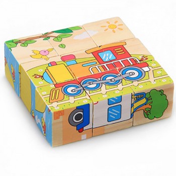 Six-face Picture Wooden Jigsaw 3D Puzzle Toys Childrens Early Educational Toys Cube Jigsaw Puzzle 10 Types available