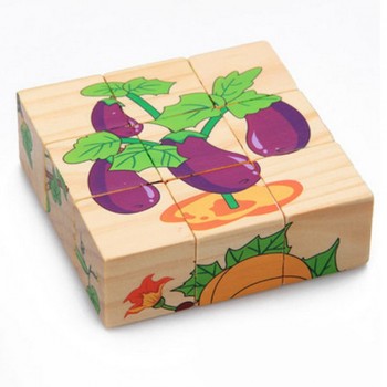 Six-face Picture Wooden Jigsaw 3D Puzzle Toys Childrens Early Educational Toys Cube Jigsaw Puzzle 10 Types available