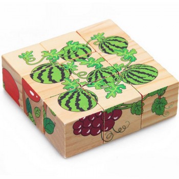 Six-face Picture Wooden Jigsaw 3D Puzzle Toys Childrens Early Educational Toys Cube Jigsaw Puzzle 10 Types available
