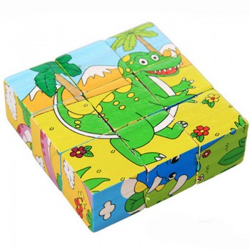 Six-face Picture Wooden Jigsaw 3D Puzzle Toys Childrens Early Educational Toys Cube Jigsaw Puzzle 10 Types available