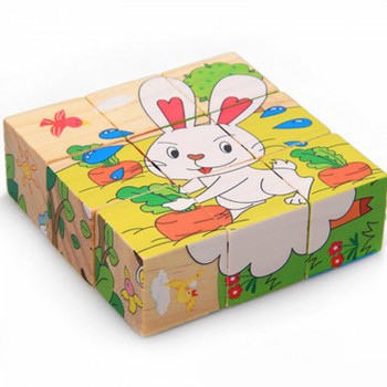 Six-face Picture Wooden Jigsaw 3D Puzzle Toys Childrens Early Educational Toys Cube Jigsaw Puzzle 10 Types available