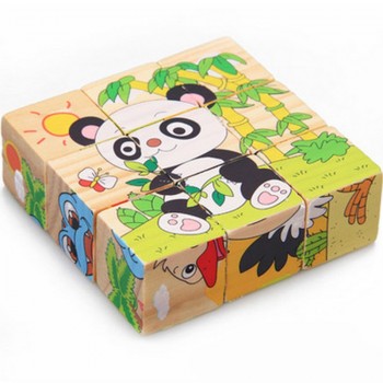 Six-face Picture Wooden Jigsaw 3D Puzzle Toys Childrens Early Educational Toys Cube Jigsaw Puzzle 10 Types available