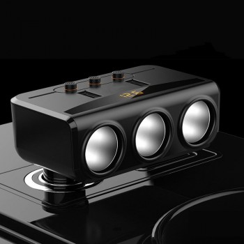 3 in 1 Dual USB Car Cigarette Lighter Socket Splitter Plug 3 Cigarette Lighter Car Voltage Monitor Adapter For iPhone Samsung