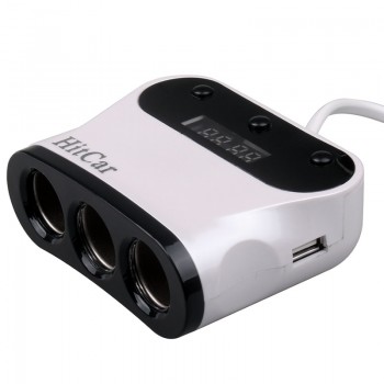 Car 120W High Power 1 to 3 Car Cigarette Lighter Socket Power Adapter Splitter Plug with 2 USB Port Phone DVR Charger