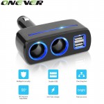 Onever Car Cigarette Lighter Power Socket Splitter Power Adapter Car-styling DC 12 Volt 3.1A 80w Dual USB Charger Socket Blue